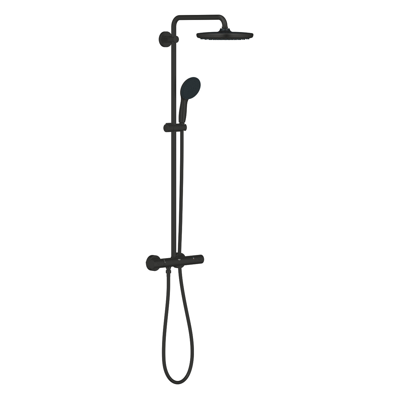 GROHE Duschsystem Vitalio Start 250 – 112 cm, Metall, Aufputz-Thermostat, Schwarz matt