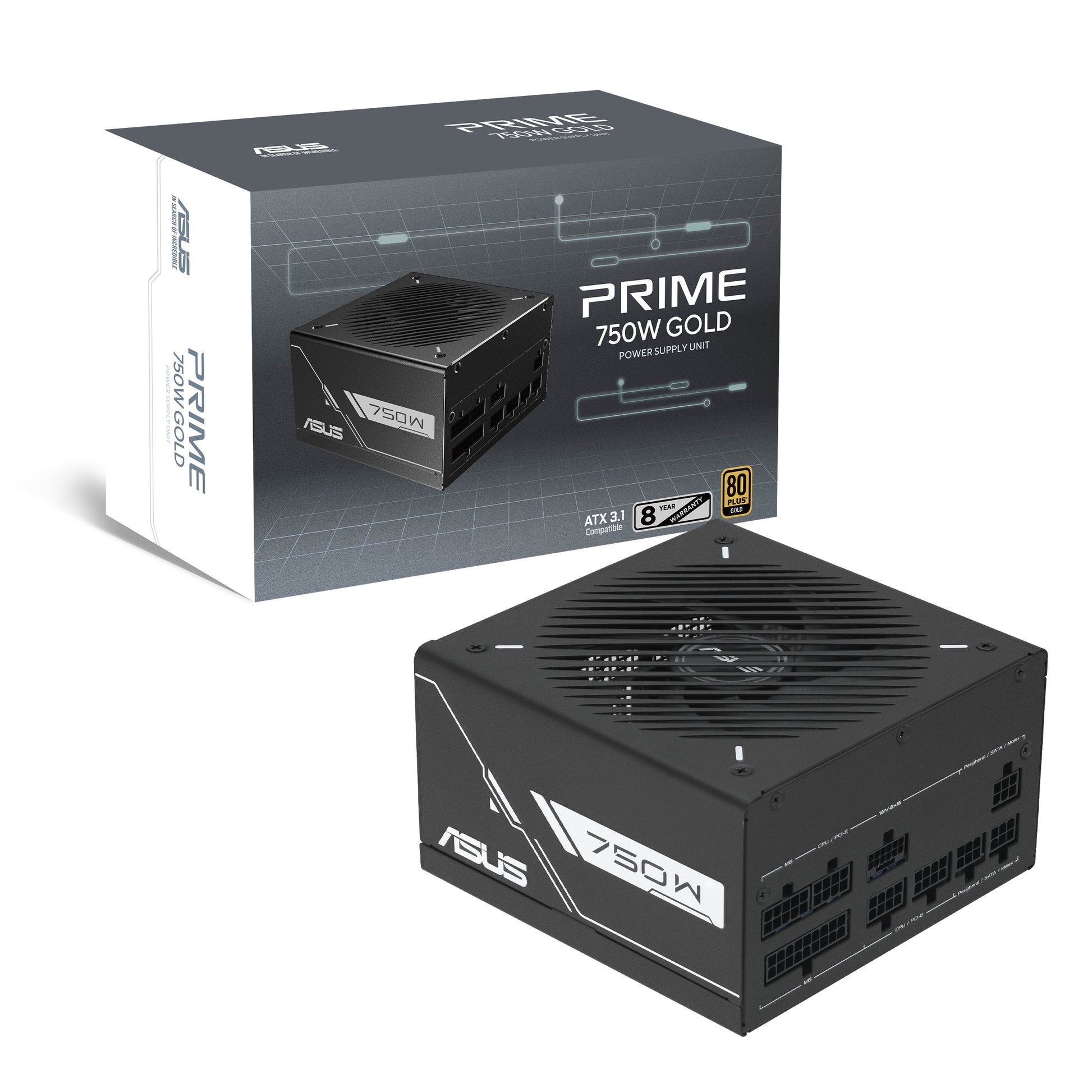 ASUS Prime 750G ATX-Netzteil 750 W 80 PLUS Gold – Vollmodular, ATX 3,1, 12VHPWR, PCIe 6+2-pol×2