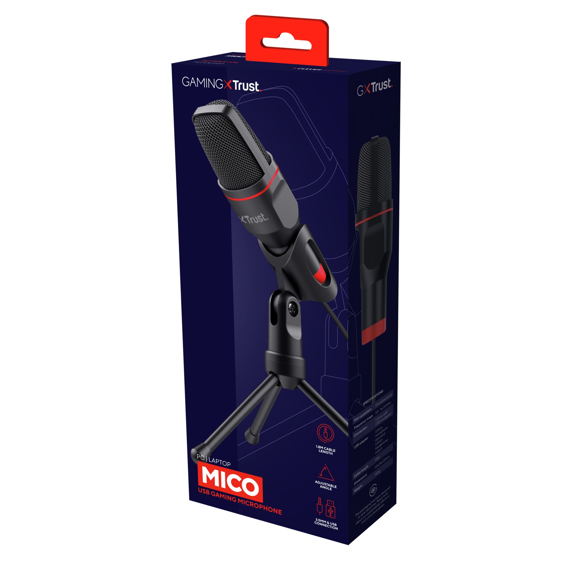 Trust GXT 212 Mico Tischmikrofon – USB-A/3,5 mm Klinke, 50–16'000 Hz, für Windows/Chrome OS/Mac OS