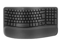 Logitech Wave Keys Ergonomisch Central-419 – Tastatur, Kabellos (Bluetooth/2,4 GHz), DE-Layout (DE), Ergonomisch