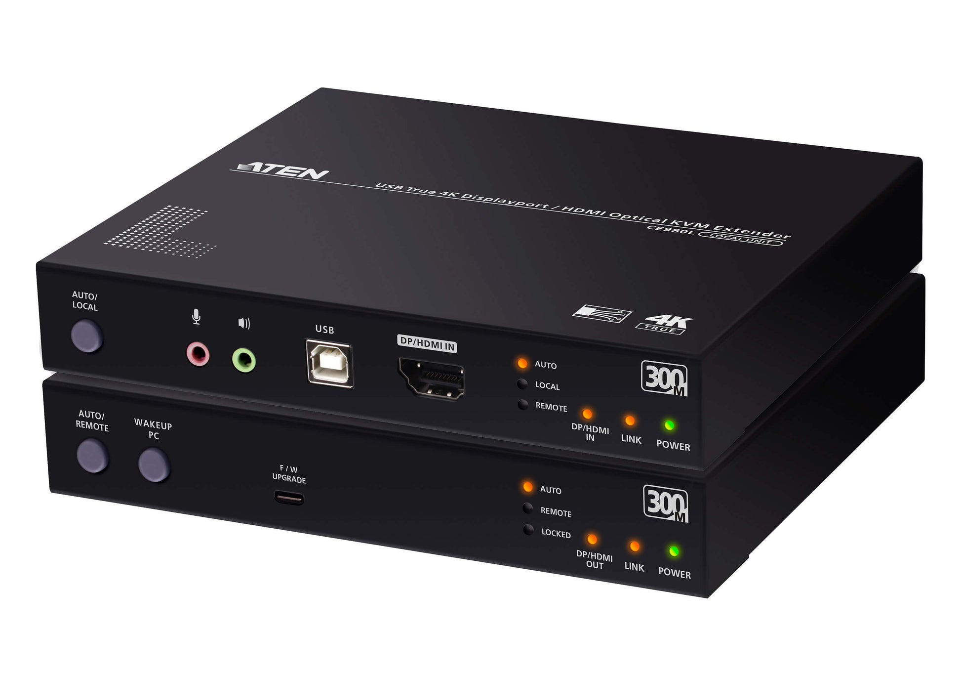 ATEN CE980 – Optischer KVM-Extender – True 4K (4096×2160 bei 60 Hz), DP/HDMI, USB 2.0, 300 m, Schwarz