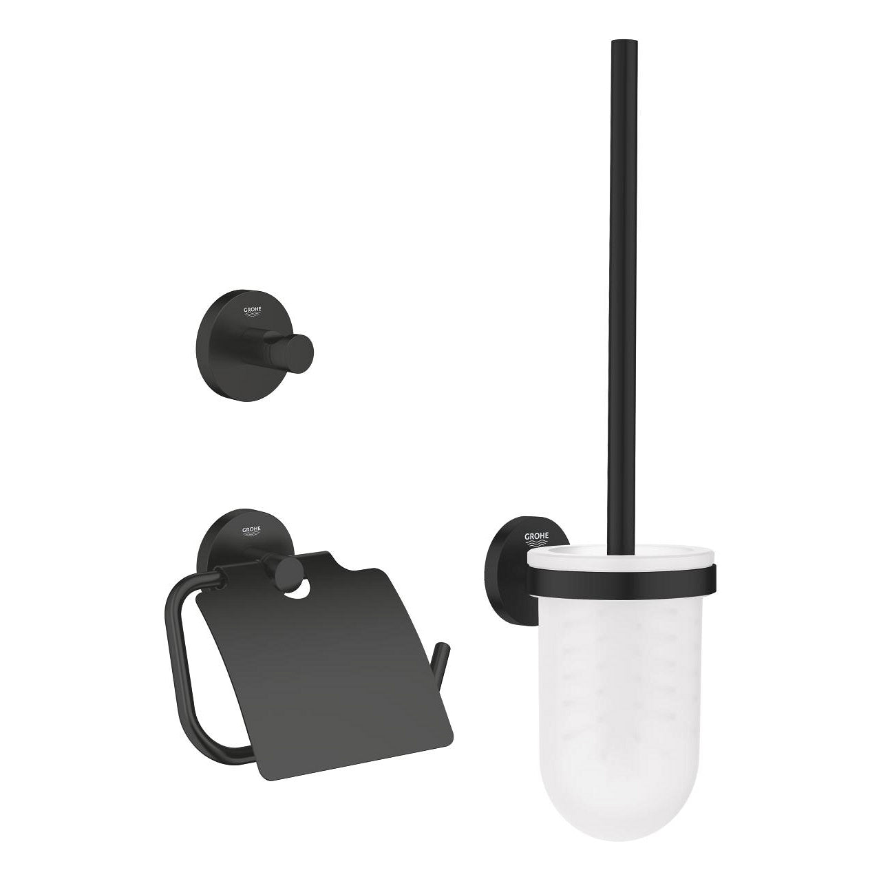 GROHE Seifenhalter (Wand) – Glas/Metall, Schwarz, 3er-Set