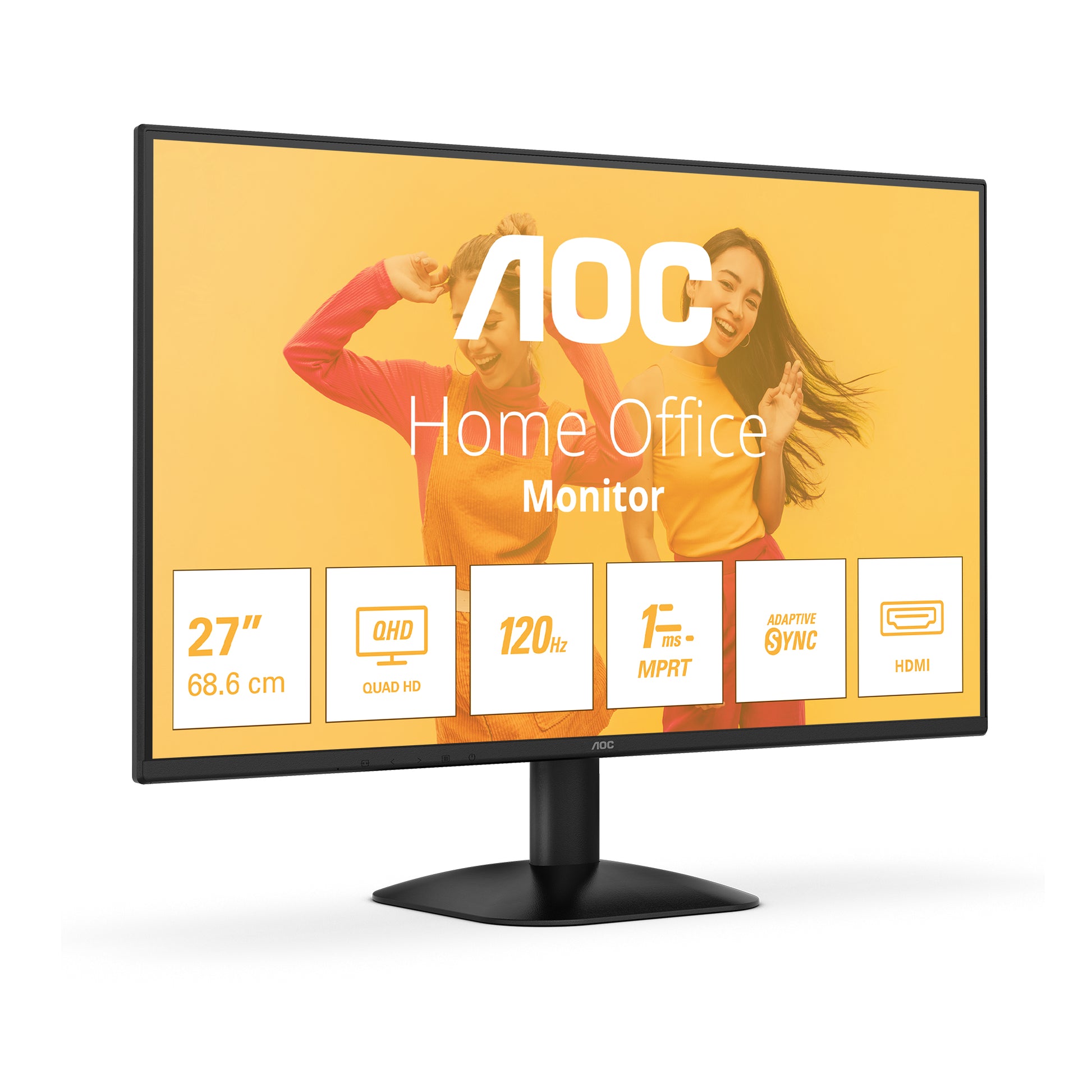 AOC Q27B35S3 – Monitor, 27", 2560 × 1440 (WQHD), IPS, 120 Hz, Integrierte Lautsprecher, Adaptive Sync, Schwarz