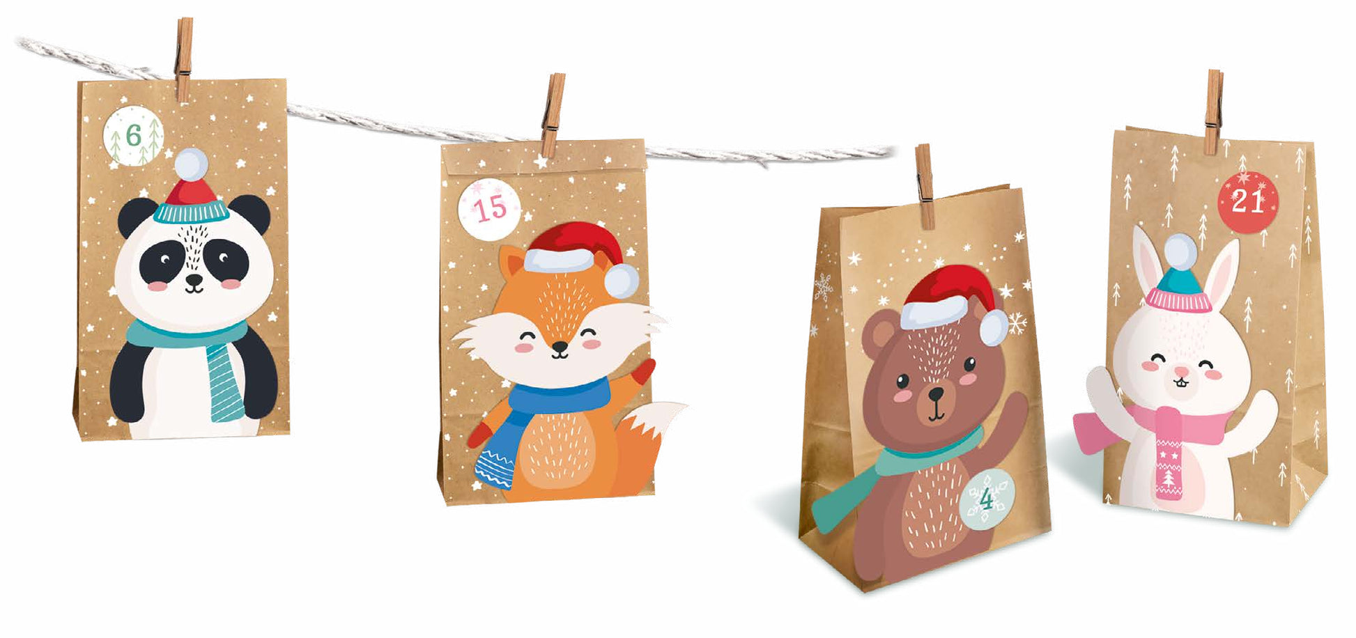 URSUS Adventskalender Winterfreunde – 24 Fächer, 24 Aufkleber (4 Bögen) – ab 3 Jahren