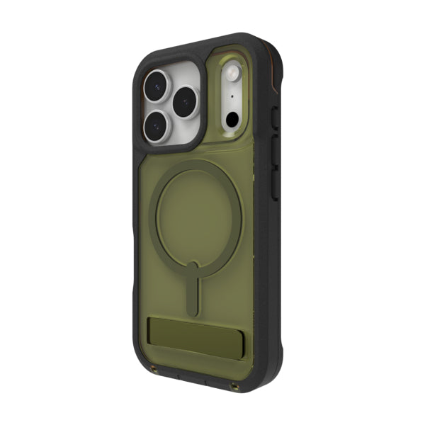 ZAGG Rainier Snap – Backcover – für Apple iPhone 17 Pro, mit Ständer, Graphen, Grün, bis 7 m Sturzsicher