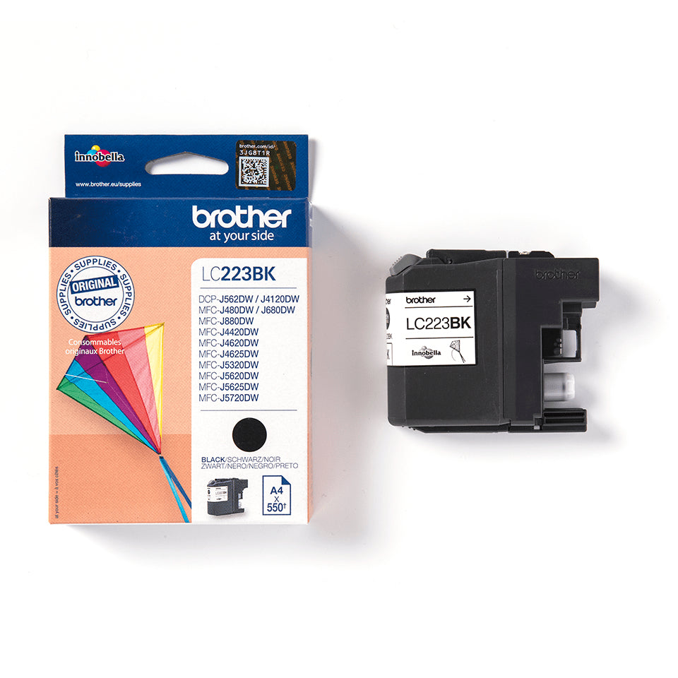 Brother LC-223BK Schwarz Tintenpatrone (Original) – 550 Seiten – für MFC-J4620DW/DCP-J562DW/DCP-J4120DW …