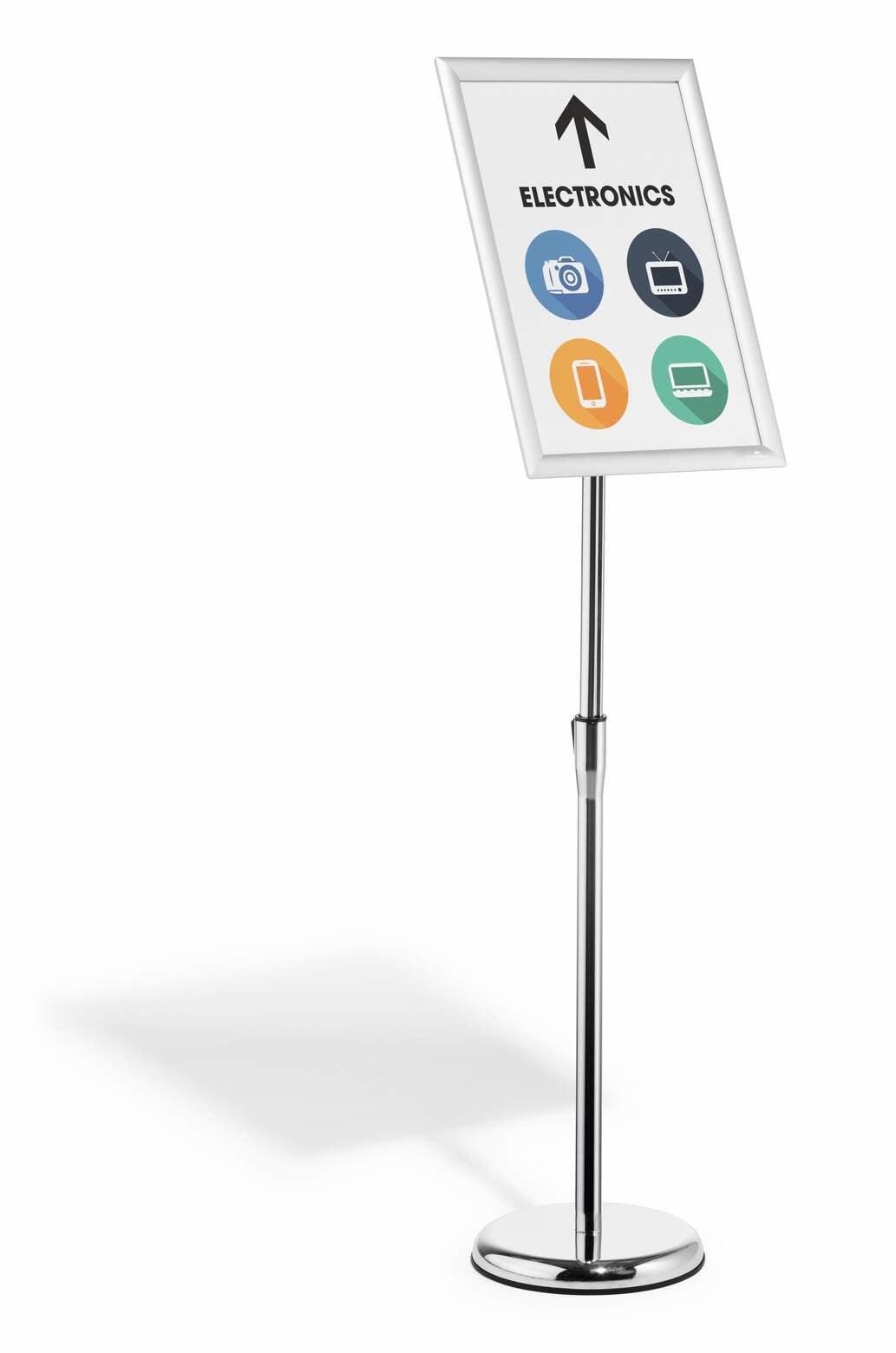 Durable Infoständer – für A3 Hoch-/Querformat, silber, Metall, 250 × 250 × 1290 mm