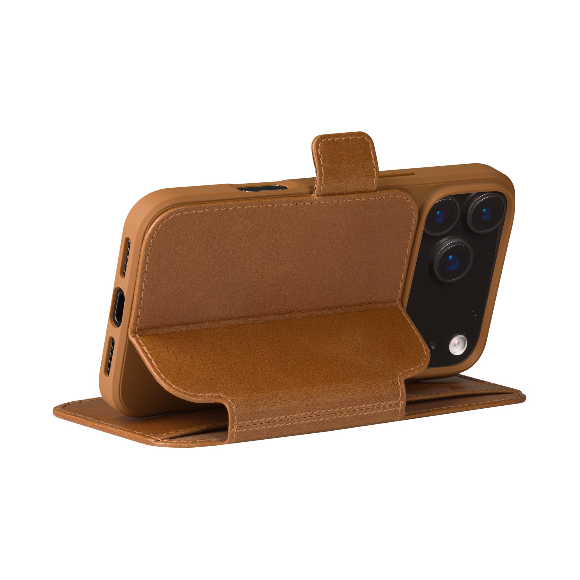 dbramante1928 Copenhagen Wallethülle – für Apple iPhone 17 Pro Max, mit Ständer, 3 Kartenfächer, Leder, Beige