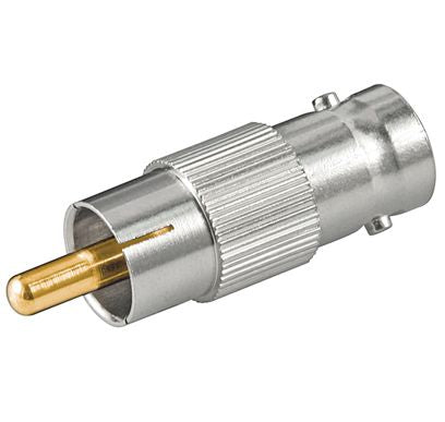 Microconnect NC 1524 – RCA auf BNC-Adapter, RCA Stecker / BNC Buchse, vergoldete Kontakte, Silber