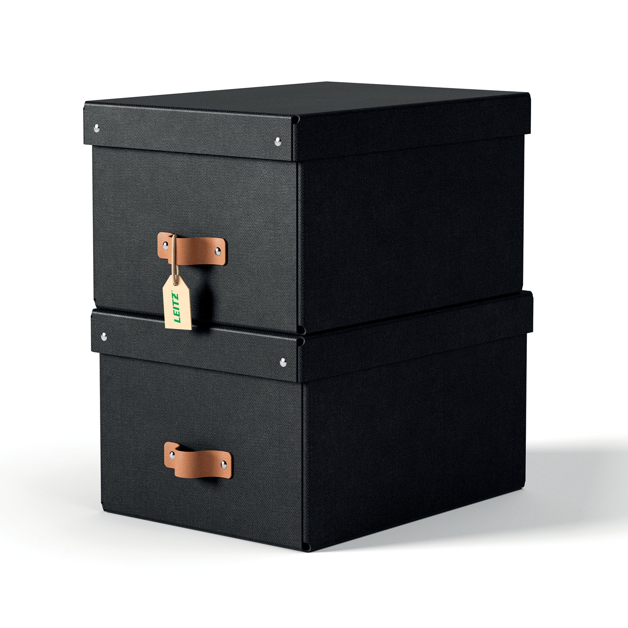 Leitz Puro Aufbewahrungsbox 17 l – mit Klappdeckel, 265 × 200 × 355 mm, schwarz, 2er Pack