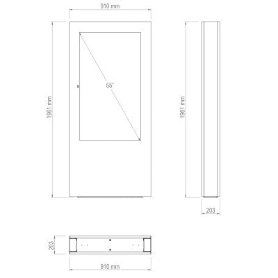 Hagor ScreenOut Kiosk OH55 – Outdoorstele, witterungs- & vandalismussicher, für Displays bis 55", Schwarz