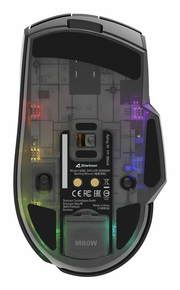 R-Go Tools Sharkoon SKILLER SGM50W – Gaming-Maus – Kabellos (2,4 GHz), 6400 DPI, RGB-Beleuchtung, Rechtshänder, Schwarz