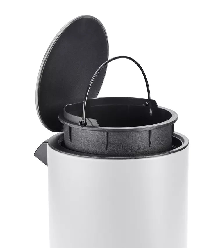 Diaqua Treteimer – 3 l – Edelstahl, rund – weiss matt