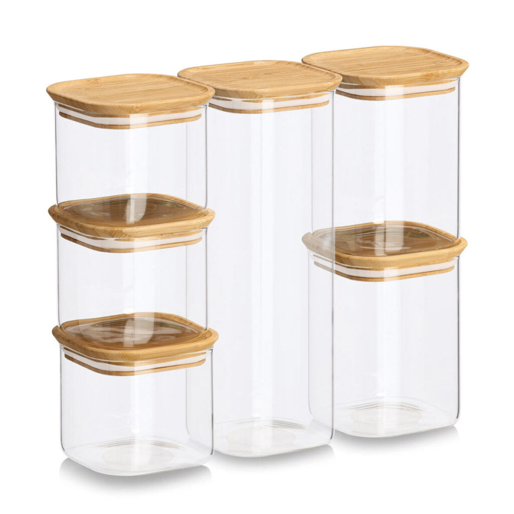 Zeller Present Vorratsdose 5,9 l, Glas (Borosilikat)/Bambus, transparent/braun