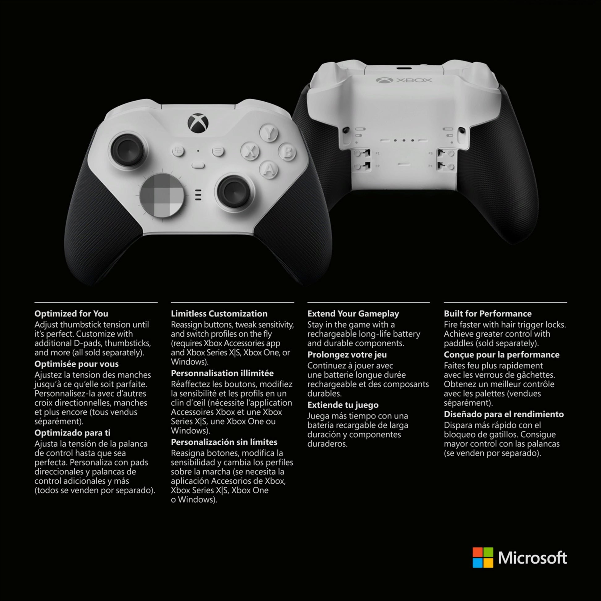 Microsoft Xbox Elite Series 2 Core – Gamepad – USB + Bluetooth, USB-C, 40 h Akku, für Xbox & PC, Weiss