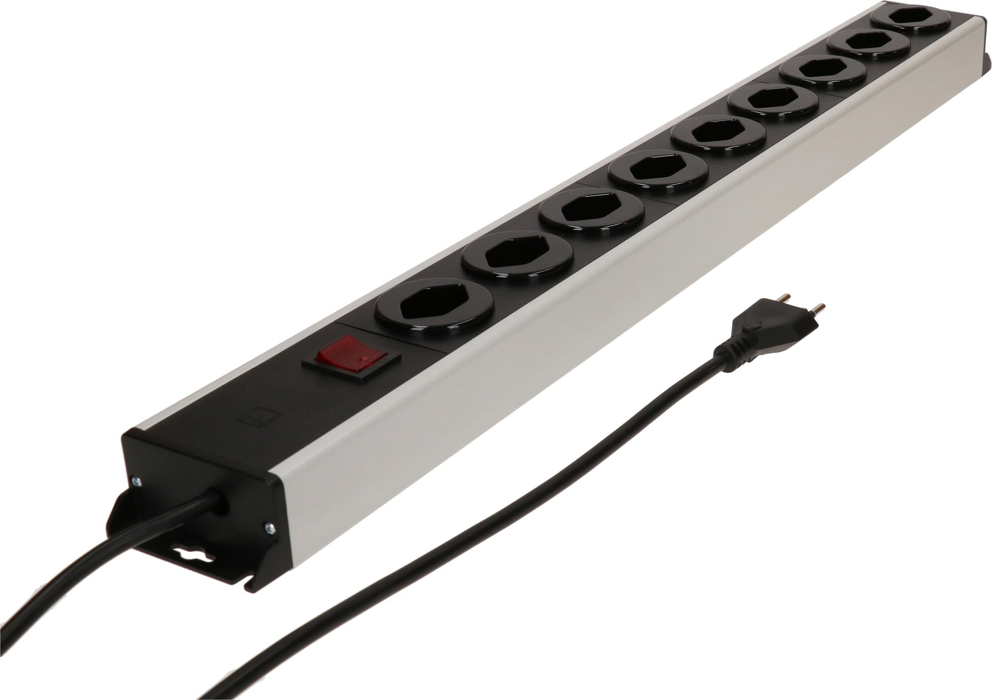 Max Hauri AG Max Hauri POWER-LINE Steckdosenleiste, 9×T13, mit beleuchtetem Schalter, 1,5 m, Eingang T12 – grau/schwarz