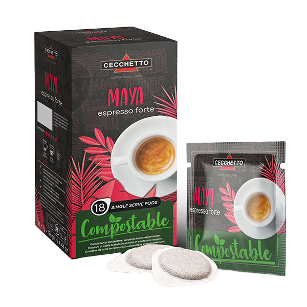 CECCHETTO Maya Espresso Forte – Kaffeepads für E.S.E. – Intensität 5, 18 Pads
