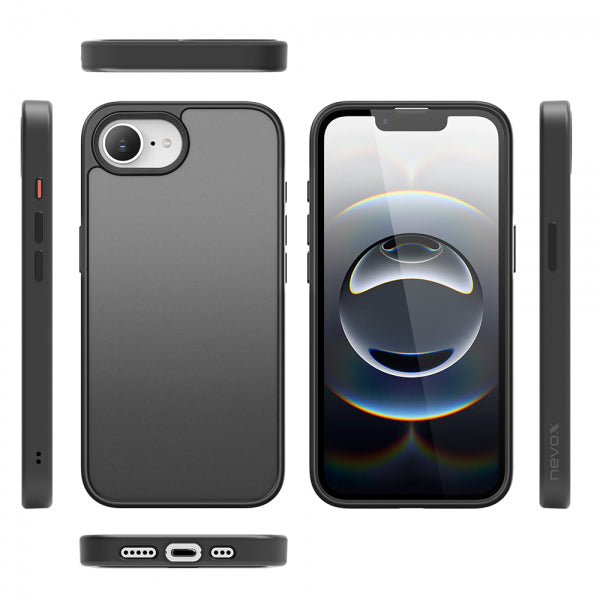 nevox StyleShell Invisio Backcover – für Apple iPhone 16e, PU+TPU, Schwarz