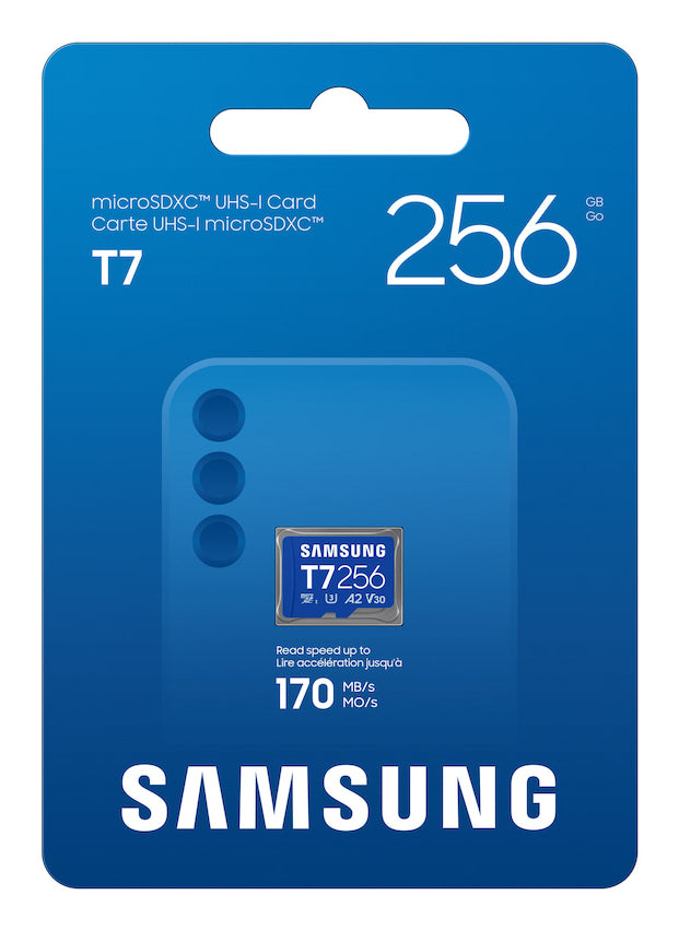 Samsung T7 microSDXC 256 GB – UHS-I, U3, V30, A2, 170 MB/s Lesen