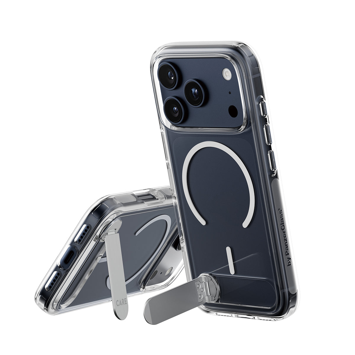 PanzerGlass Backcover CARE – für Apple iPhone 17 Pro – transparent – MagSafe-kompatibel, mit Kickstand