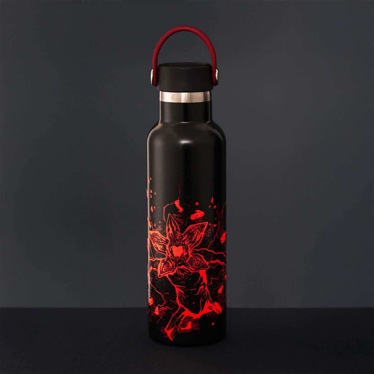 Bialetti Stranger Things Isolierflasche 600 ml – Doppelwandig, Edelstahl, Schraubdeckel, Rot