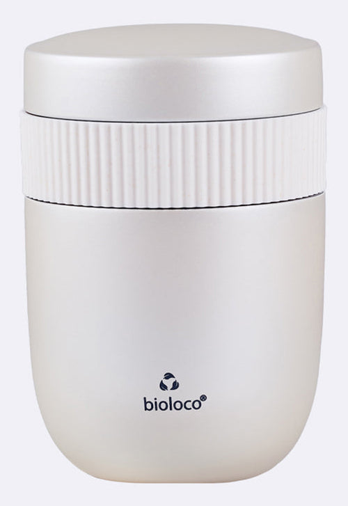 BioLoco Lunchpot – Lunchbox 420 ml + 200 ml, 2 Fächer, Edelstahl/PLA/Silikon, Perlweiss