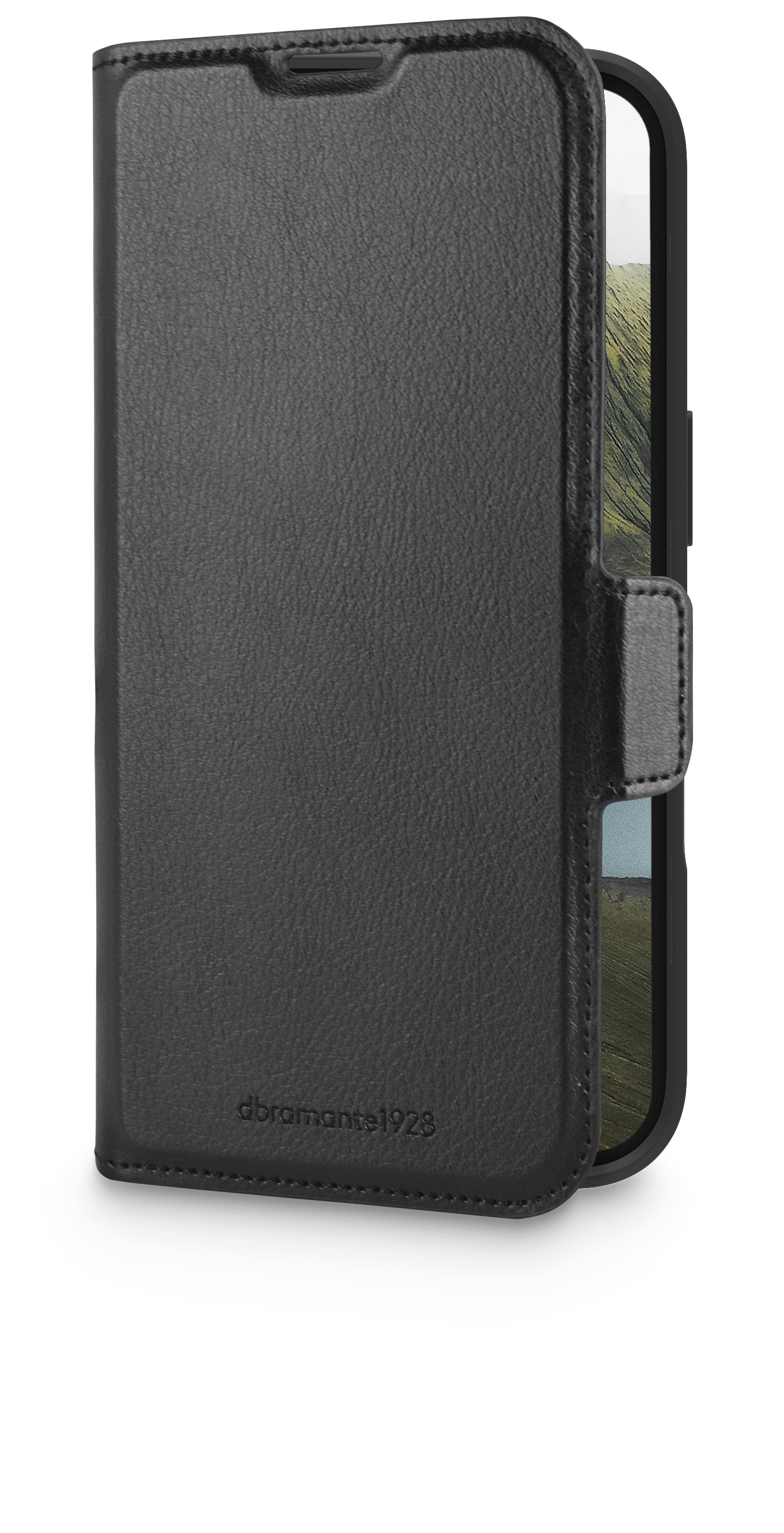 dbramante1928 Oslo Pro – Wallethülle – für Apple iPhone 16, mit Ständer, 3 Kartenfächer, PU, Schwarz