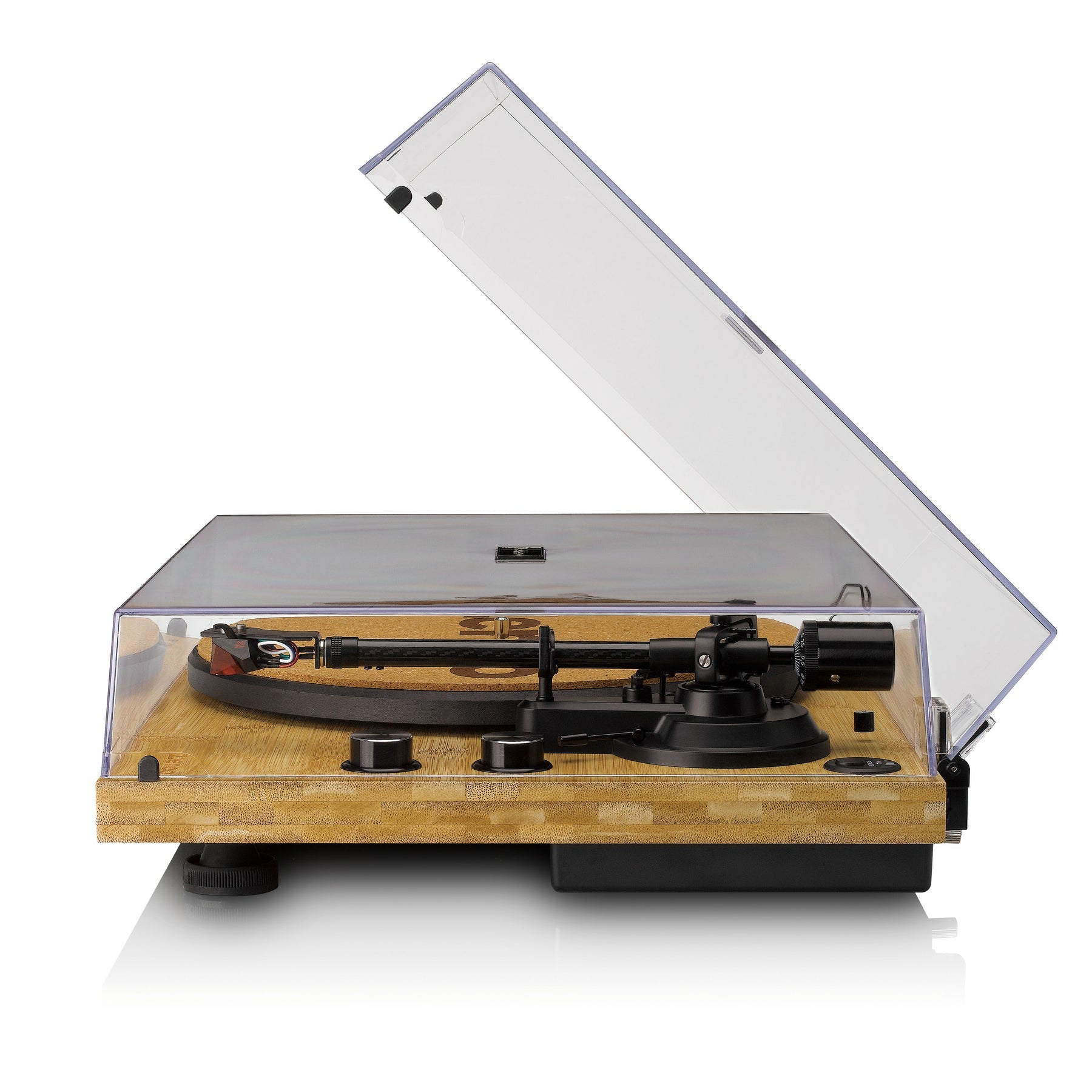 Lenco LBT-335BA – Plattenspieler (Riemenantrieb, Start-Stop), Bluetooth 5.2, Phono-Vorverstärker, 33⅓/45 U/min – Bambus