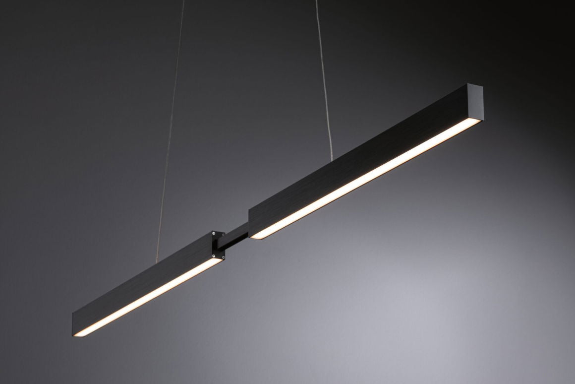 Paulmann Pendelleuchte Aptare – 180 × 90–150 cm, 1800 lm, 45 W, 2700 K, dimmbar, für ZigBee 3.0, schwarz