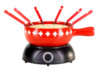 Nouvel Fondue-Set CH Band – Keramik, Ø 24,5 cm, 6 Gabeln – elektrisch