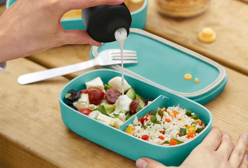 Lékué Vorratsbehälter – 50 ml, Ø 5,5 cm, Silikon, mit Deckel, spülmaschinenfest, für Sauce