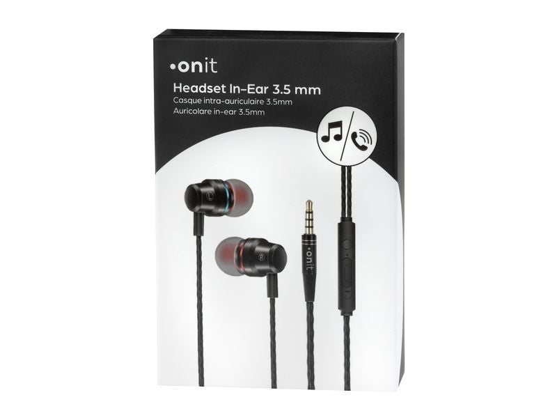 ONIT F01763 In-Ear Headset – Stereo, 3,5 mm Klinke, Schwarz