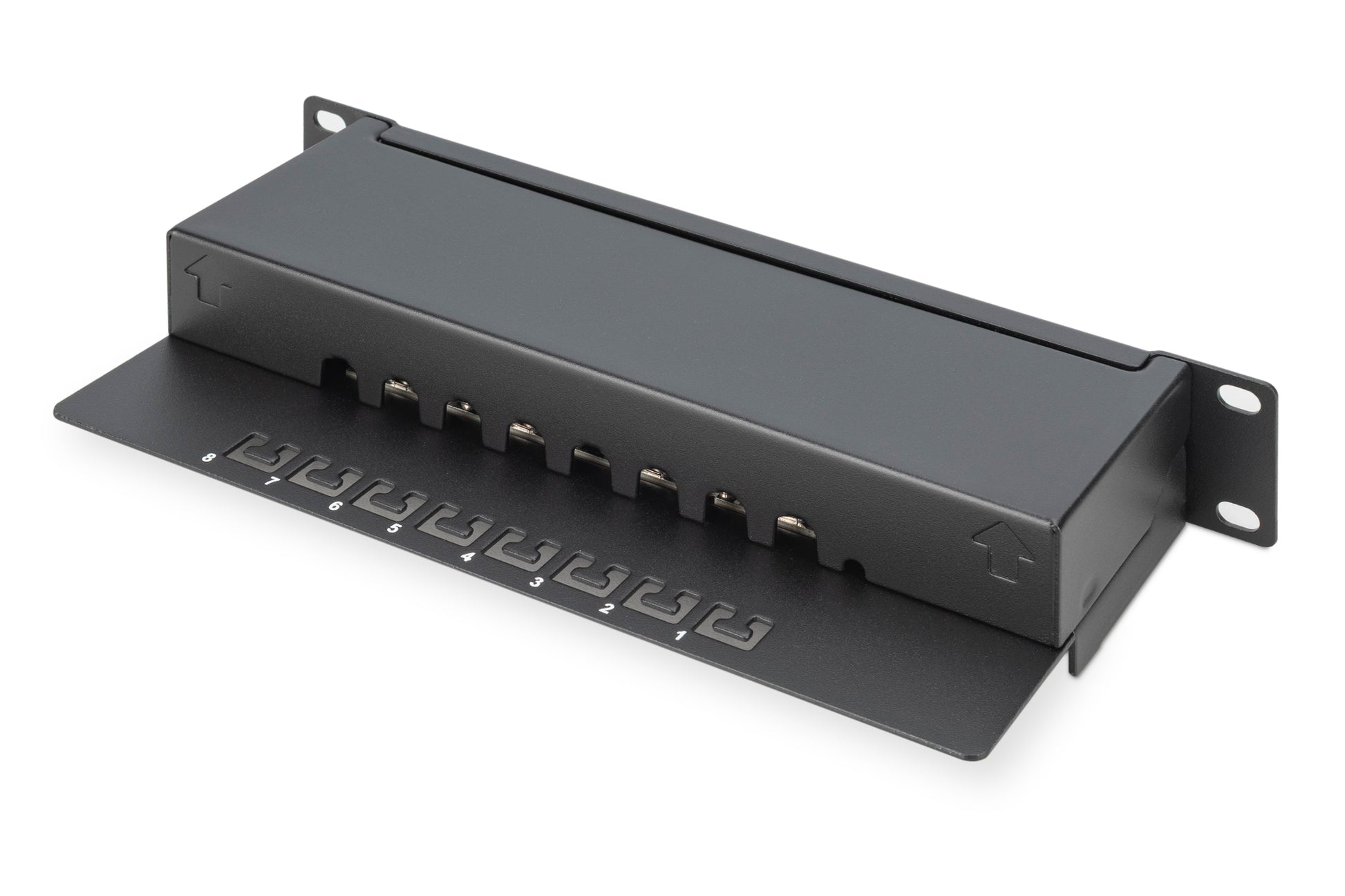 Digitus CAT 6 (Klasse E) Patchpanel – geschirmt, 8× RJ-45, Rackeinbau, 1U, schwarz