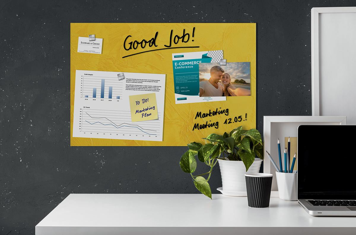Sigel Whiteboard – 60 × 40 cm, Glas, magnetisch, Wandmontage, inkl. SuperDym Magnetwürfel, Montagesatz