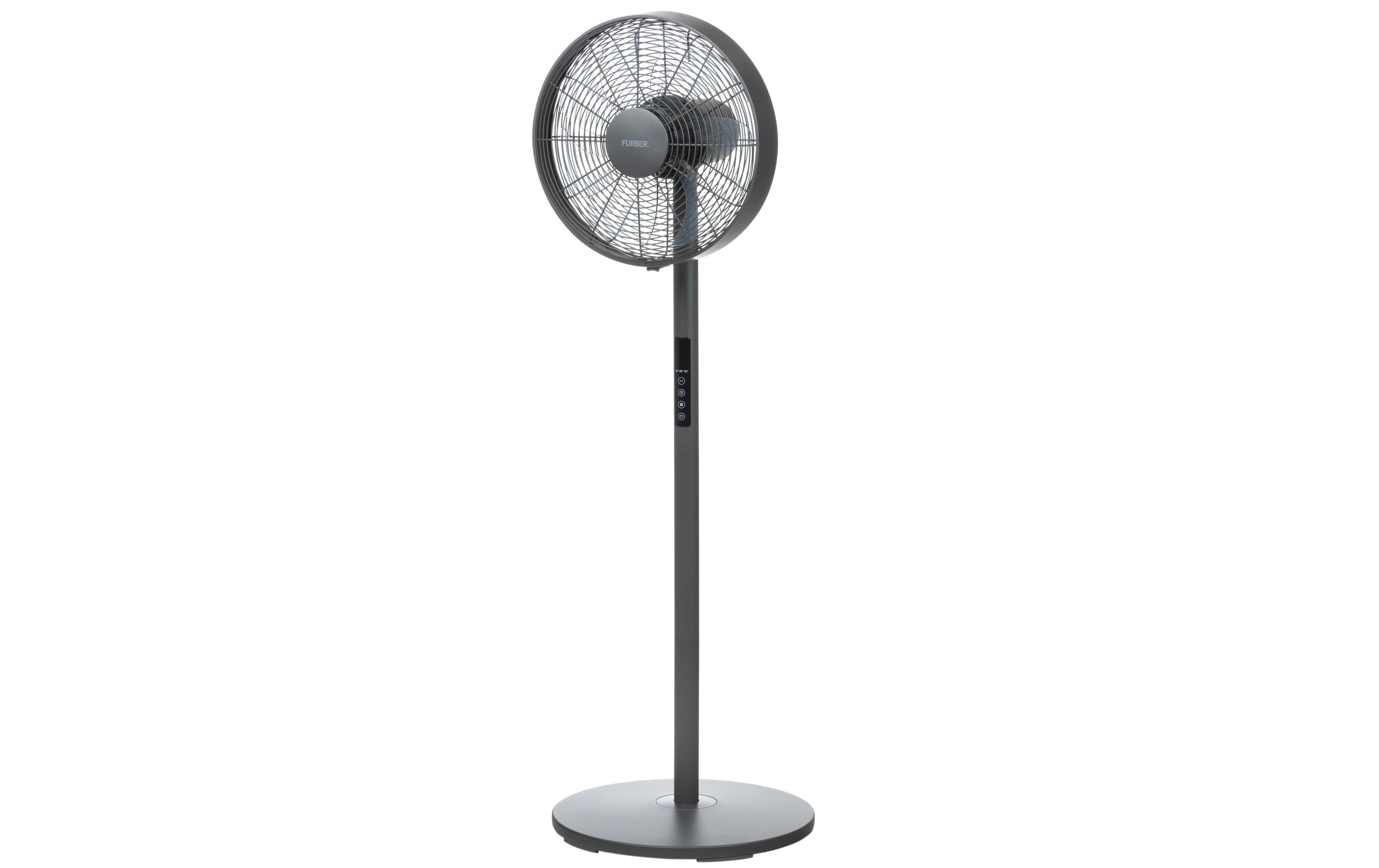 Furber. FURBER Standventilator Vayu-Touch Maxi – 35 cm, 8 Stufen, oszillierend, Timer, Fernbedienung, 20 W, Grau