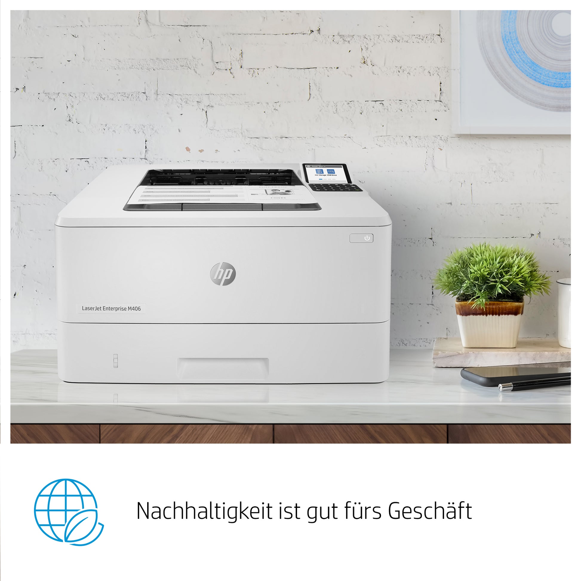 HP LaserJet Enterprise M406dn – S/W, Duplex, 42 S./Min., 1200 × 1200 dpi, LAN, Papier: 350 Blatt