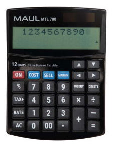 MAUL Tischrechner MTL 700 – 12-stellig – Solar/Batterie – Schwarz