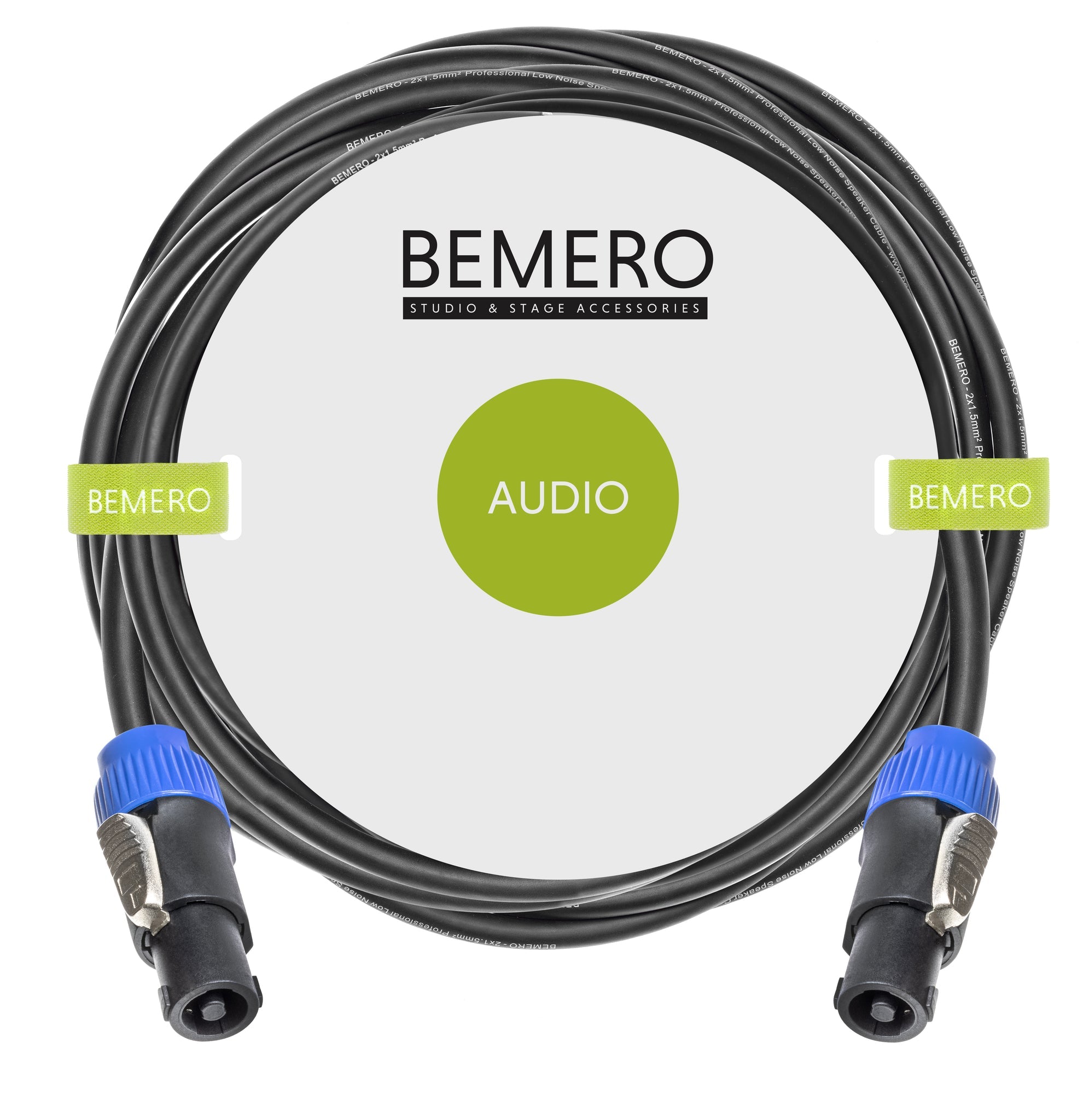 Bemero Audiokabel Speakon (NL4) auf Speakon (NL4) – 15 m, schwarz
