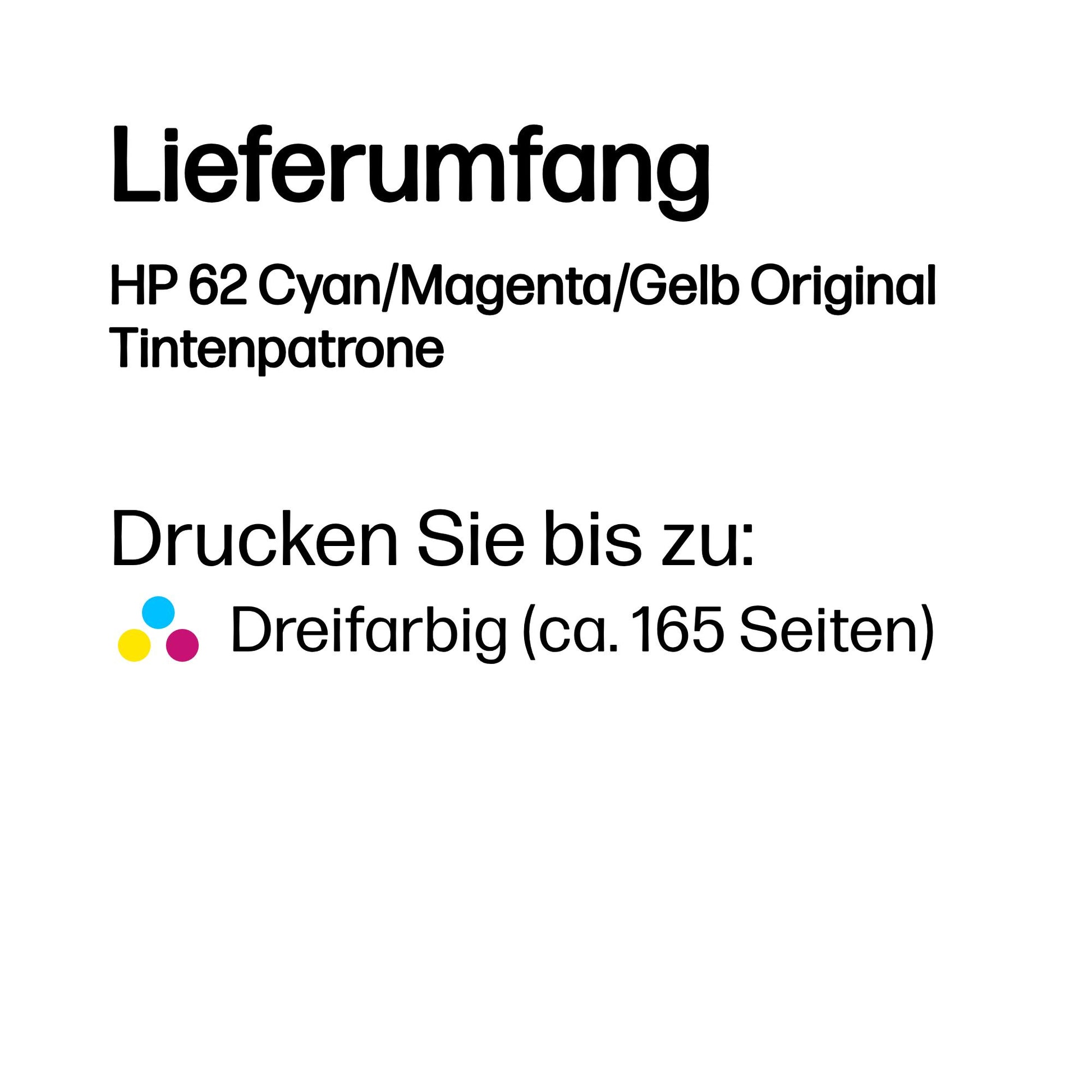 HP 62 Dreifarbig Tintenpatrone (Original) – 165 Seiten – für Envy 5540/5542/5543, OfficeJet 200/250 …