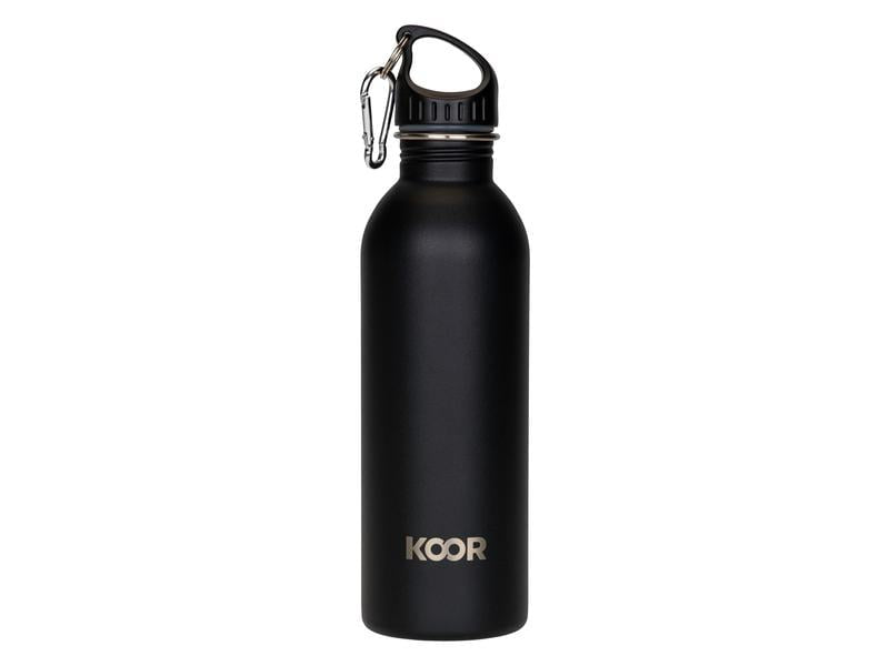 KOOR Trinkflasche 1,0 l – Edelstahl, Schraubdeckel, Schwarz