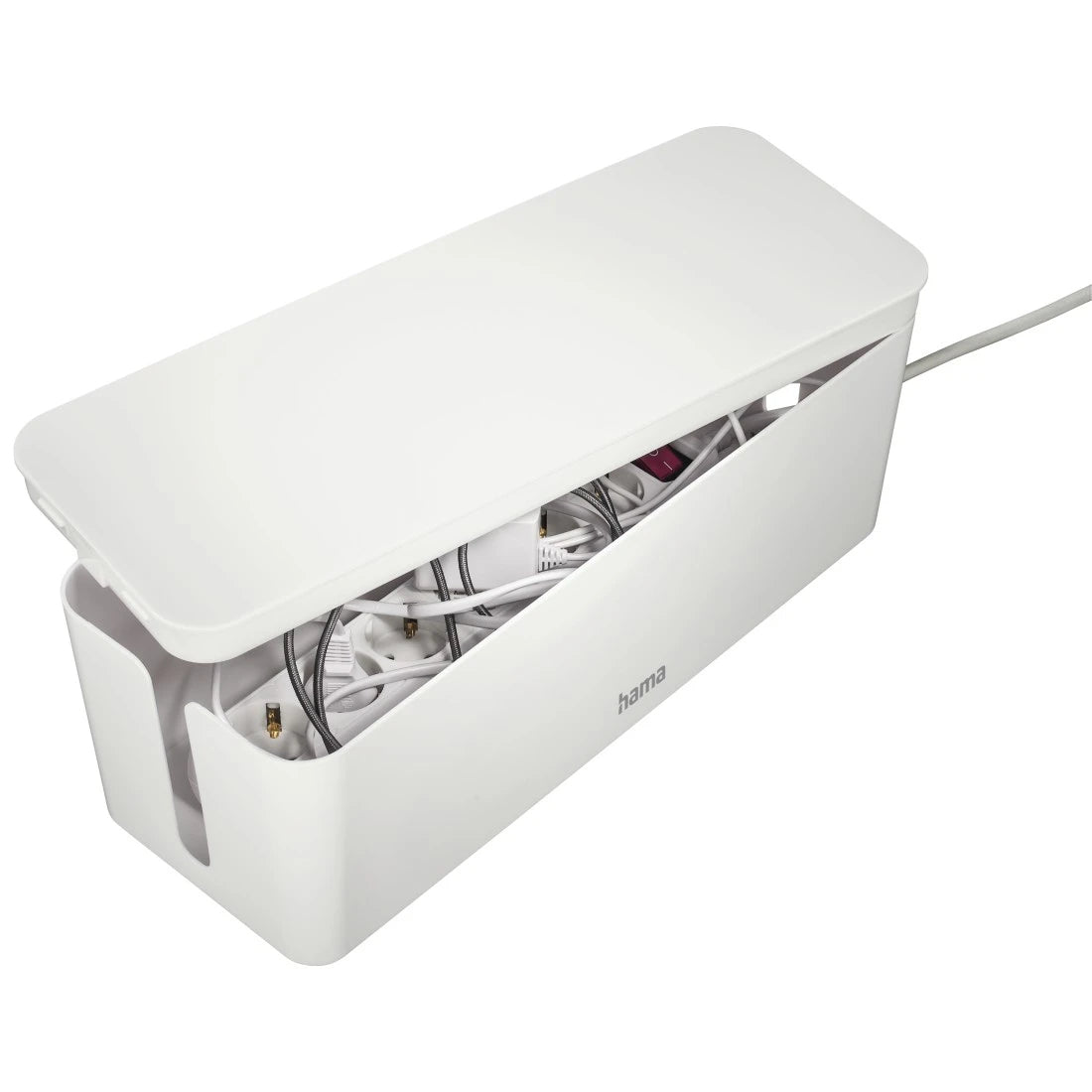 Hama Kabelbox – 406 × 156 mm, Kunststoff, Weiss, zuschneidbar, für Kabel bis Ø 20 mm