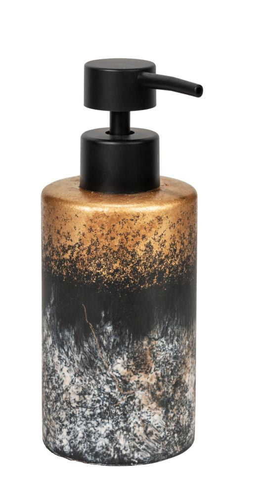 Wenko Lacona Seifenspender – Beton, Schwarz/Gold/Grau, 100 ml