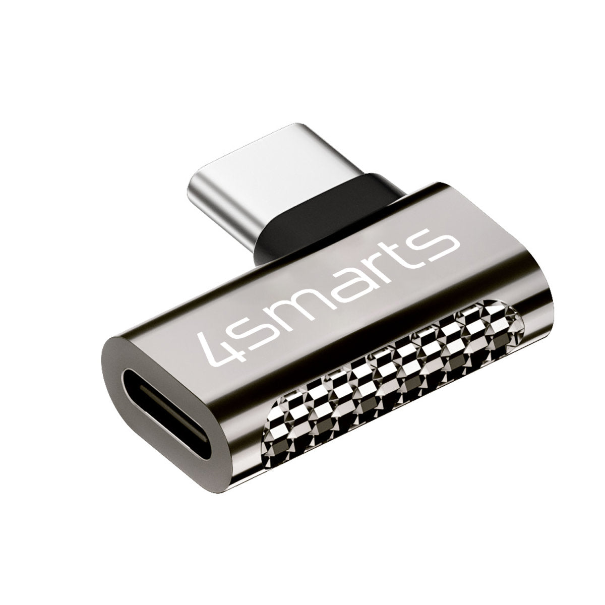 4smarts USB-Adapter USB-C auf USB-C – USB 3.2 Gen 2x2 (20 Gbit/s) – Abgewinkelt – Silber – 4er-Set