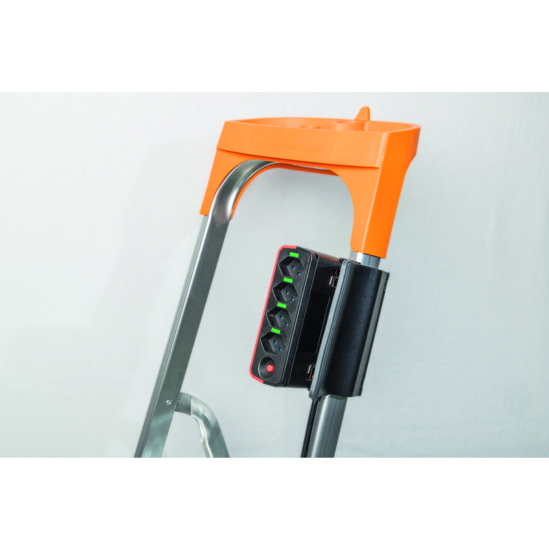 Steffen STEBA Clip Steckdosenleiste, 4×T13, 3 m, IP20, Eingang T12, Kindersicherung, Halteklammer – Schwarz