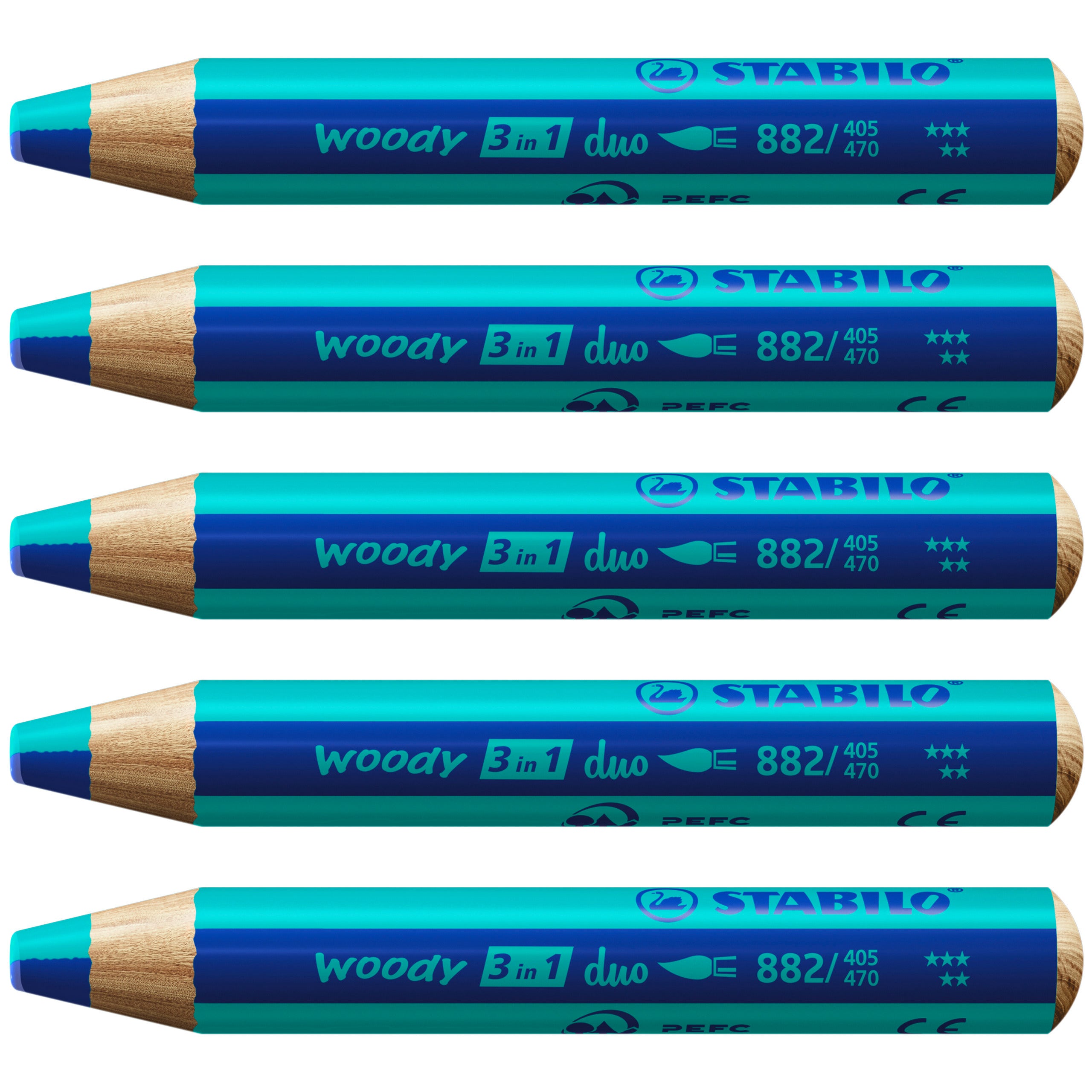 STABILO woody 3 in 1 Duo – 5 Duofarben, mit Spitzer