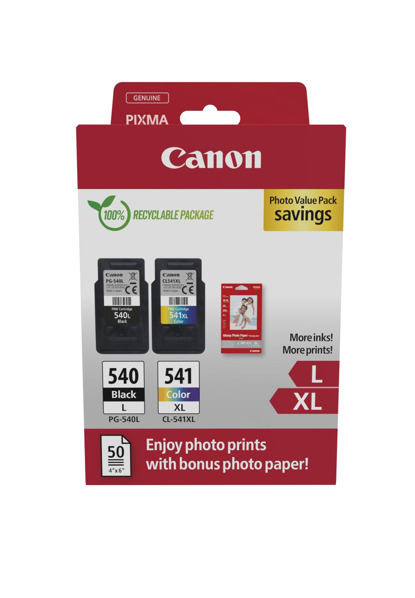 Canon PG540L/CL541XL Photo Value Pack – Schwarz + Farbtinte