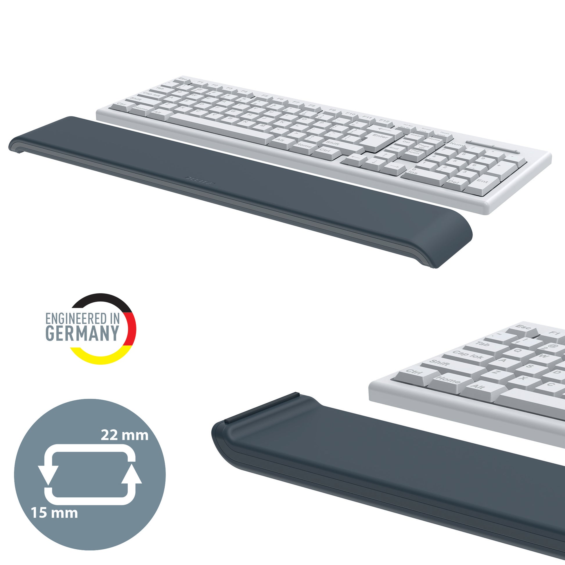Leitz Handgelenkauflage für Tastatur – Grau – Breite 437 mm