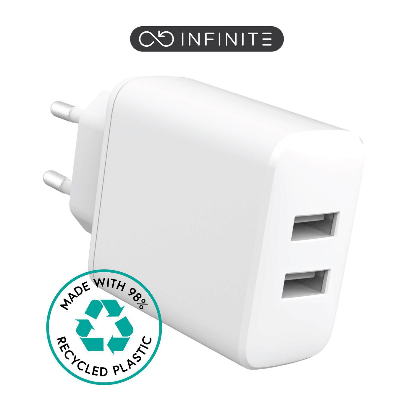 eSTUFF INFINITE USB-Ladegerät 24 W – USB-C×1, USB-A×2 – EU-Stecker (Typ C) – Weiss