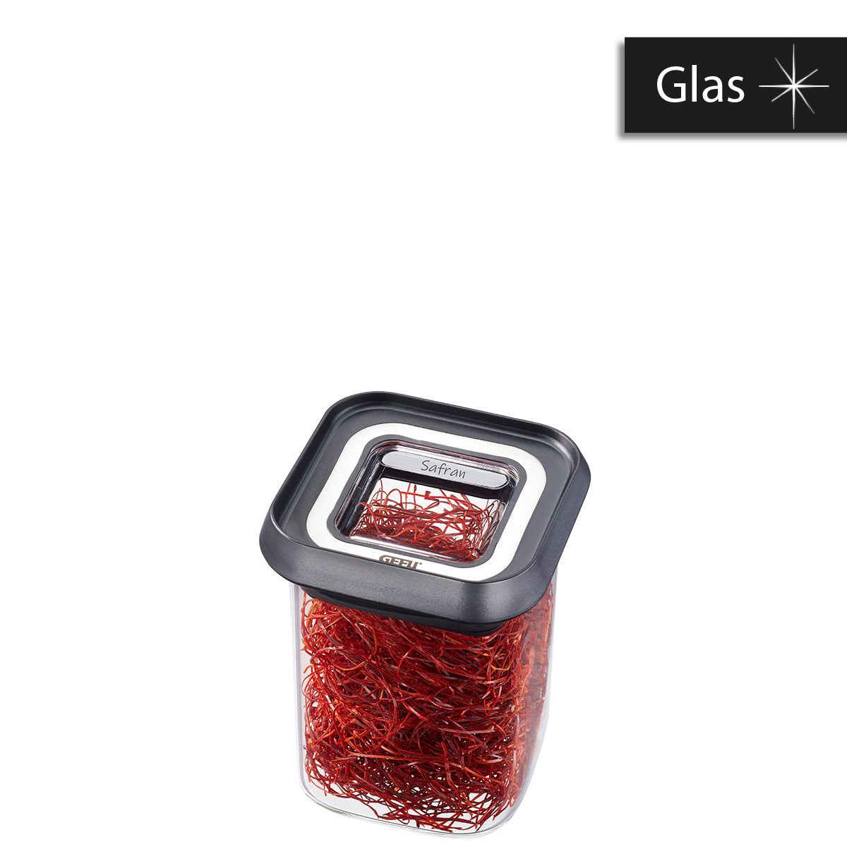 GEFU PANTRY Mini – Vorratsdose 180 ml, 7 × 7 × 9,2 cm, Kunststoff, transparent/schwarz