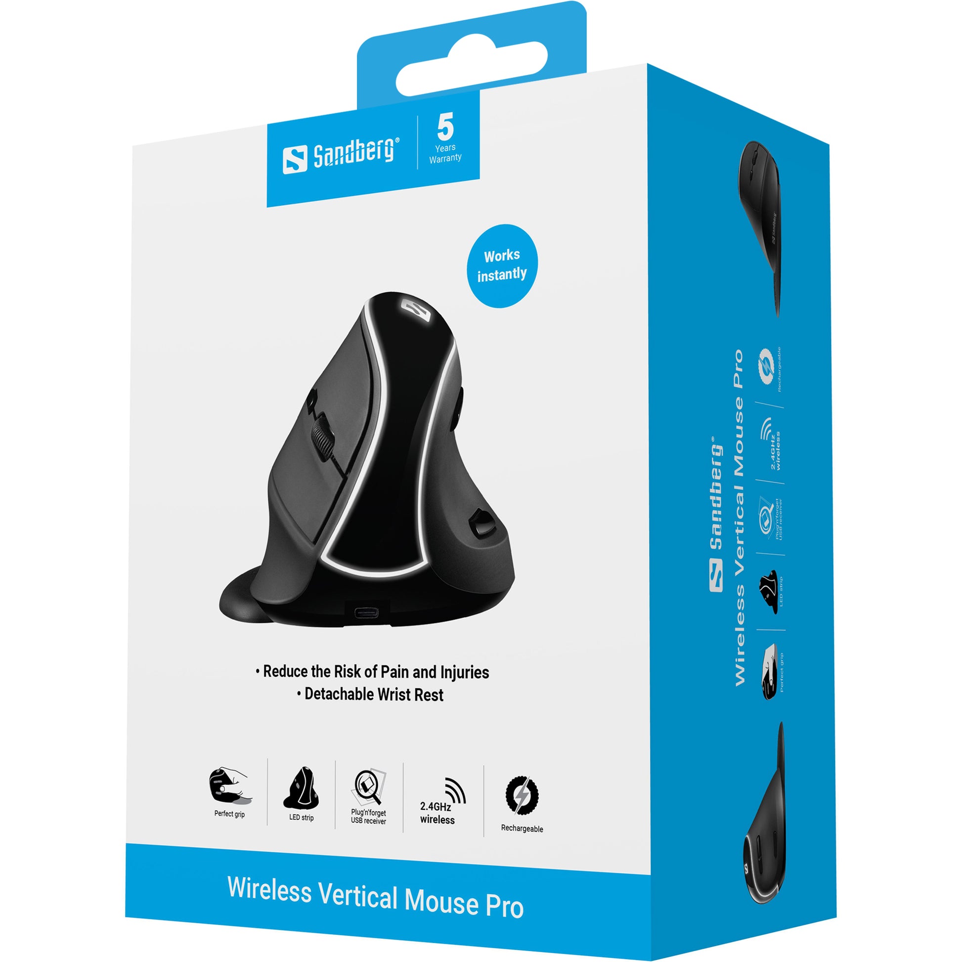 Sandberg Vertical Mouse Pro Ergonomische Maus – kabellos, vertikal